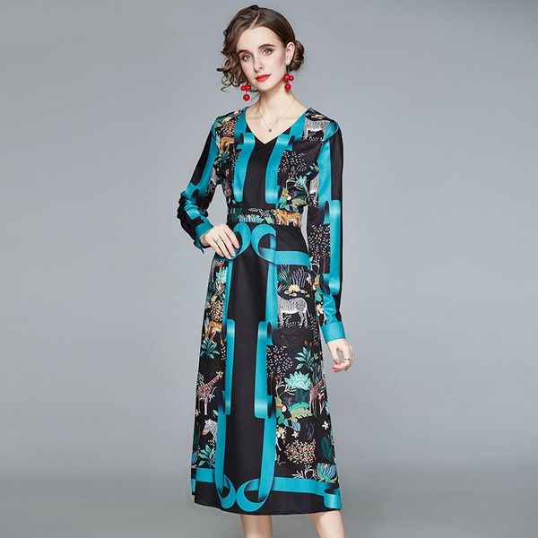 vintage v-neck long sleeve midi dress spring autumn women elegant flower print slim waist a-line office ladies runway casual dresses, Black;gray
vintage v-neck long sleeve midi dress spring autumn women elegant flower print slim waist a-line office ladies runway casual dresses, Black;gray