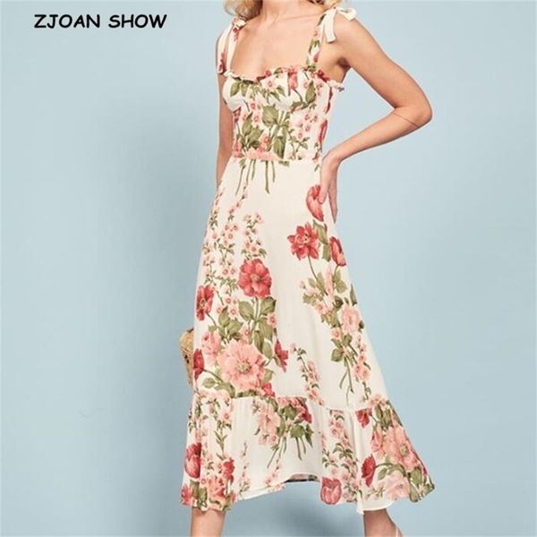 french summer flower print tie bow spaghetti strap long dress retro women wood ear v neck ruched back sling tea dresses 210429, Black;gray
french summer flower print tie bow spaghetti strap long dress retro women wood ear v neck ruched back sling tea dresses 210429, Black;gray