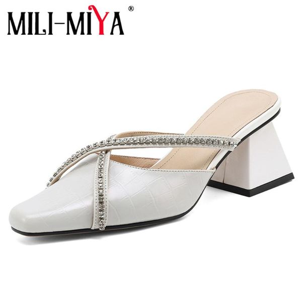 mili-miya crystal women cow leather mules round toe fashion square heels slip on casual street shoes solid color handmade dress, Black
mili-miya crystal women cow leather mules round toe fashion square heels slip on casual street shoes solid color handmade dress, Black