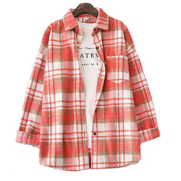 women's blouses & shirts 2021 plaid woolen women oversized ladies soft thick shirt female elegant loose vintage girls chic clothes out, White
women's blouses & shirts 2021 plaid woolen women oversized ladies soft thick shirt female elegant loose vintage girls chic clothes out, White