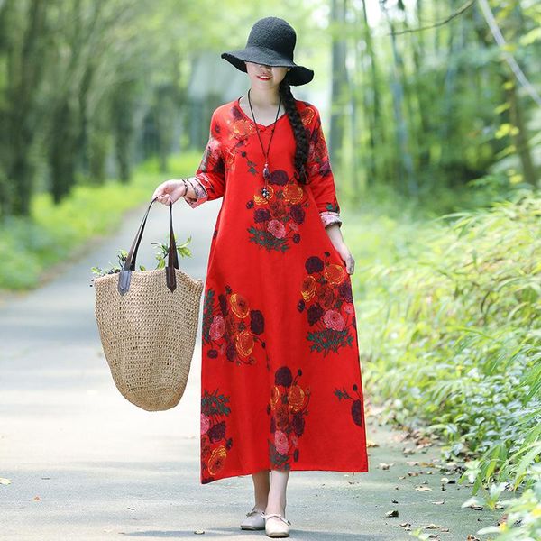 casual dresses women cotton linen dress floral print long sleeve robe vintage boho loose plus size maxi green black red, Black;gray
casual dresses women cotton linen dress floral print long sleeve robe vintage boho loose plus size maxi green black red, Black;gray