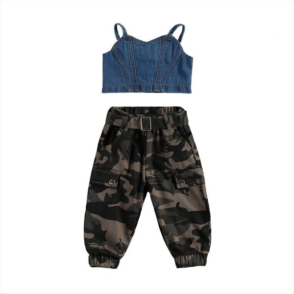 baby summer clothing 2pcs toddler girl outfits, casual button down denim crop tank camouflage pants set, White
baby summer clothing 2pcs toddler girl outfits, casual button down denim crop tank camouflage pants set, White