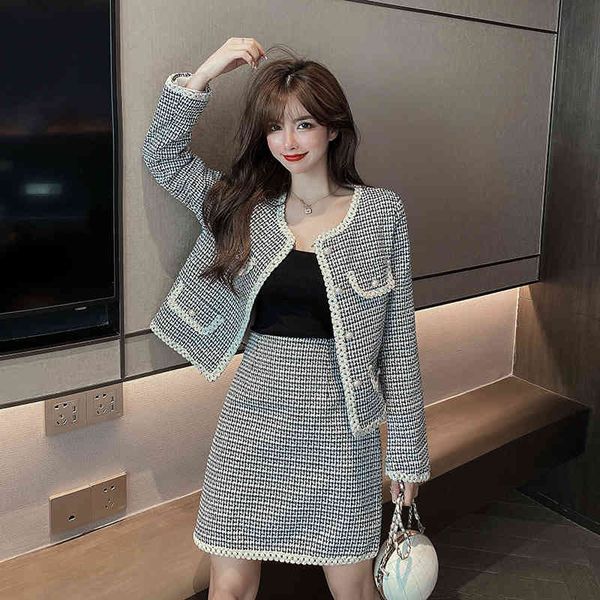 female suit autumn tweed plaid single breasted jacket short sleek casual skirt set of two pieces pm9p, Black
female suit autumn tweed plaid single breasted jacket short sleek casual skirt set of two pieces pm9p, Black