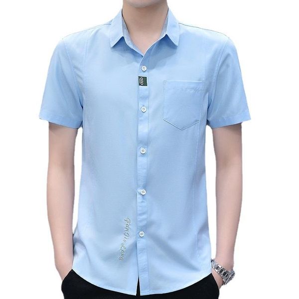 men's casual shirts summer shirt slim fit all-match short sleeve small fresh single-breasted simplicity solid color trend clothing, White;black
men's casual shirts summer shirt slim fit all-match short sleeve small fresh single-breasted simplicity solid color trend clothing, White;black
