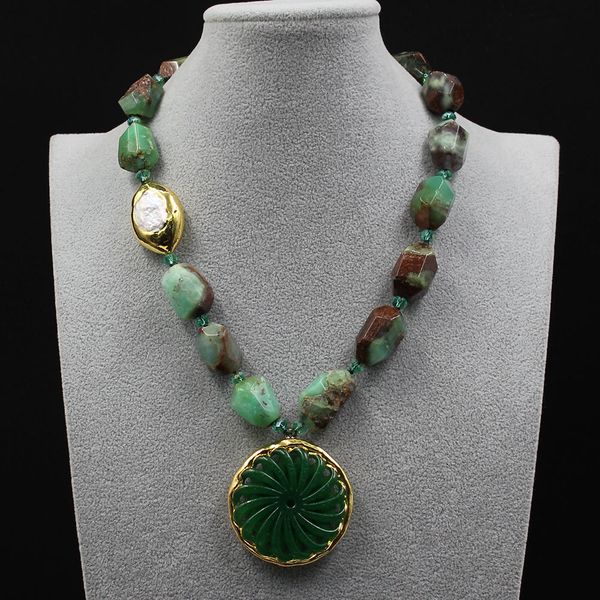 guaiguai jewelry natural keshi pearl gold plated faceted green chrysoprase necklace green jade carven pendant for women, Silver
guaiguai jewelry natural keshi pearl gold plated faceted green chrysoprase necklace green jade carven pendant for women, Silver