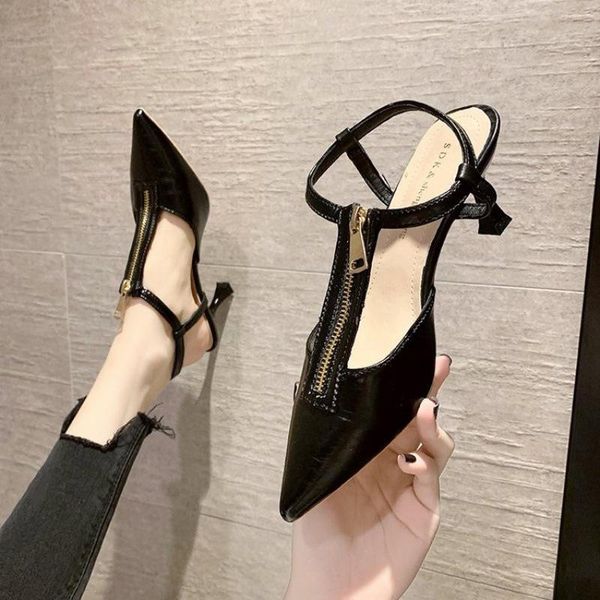 dress shoes slipper heels for women's summer 2021 thin with pointed toes and simple head sandals single strap, Black
dress shoes slipper heels for women's summer 2021 thin with pointed toes and simple head sandals single strap, Black
