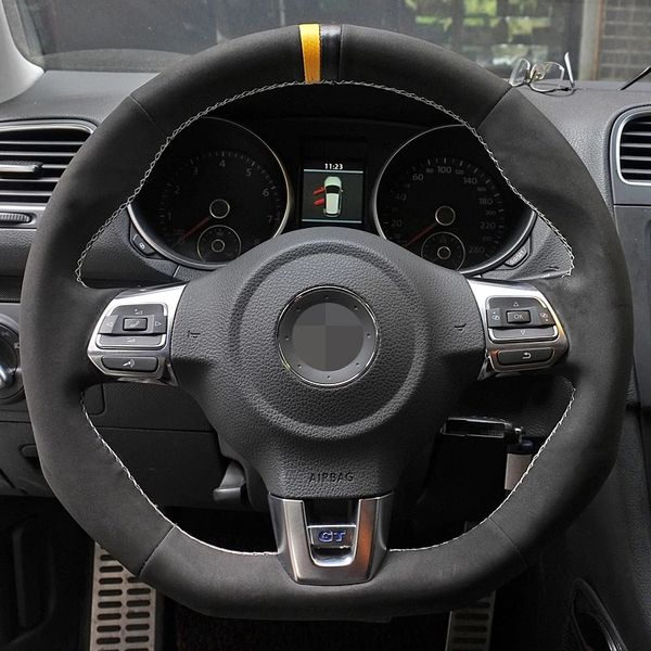 car steering wheel cover hand-stitched non-slip black suede for volkswagen golf 6 gti mk6 / polo gti / scirocco r passat cc
car steering wheel cover hand-stitched non-slip black suede for volkswagen golf 6 gti mk6 / polo gti / scirocco r passat cc