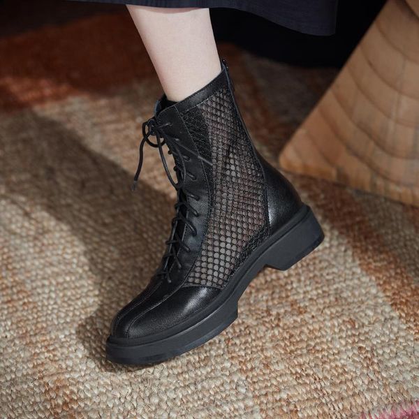 boots fashion lace-up mesh sandals leisure round toe modern thick heel women ankle handmade shoes size 34-43, Black
boots fashion lace-up mesh sandals leisure round toe modern thick heel women ankle handmade shoes size 34-43, Black