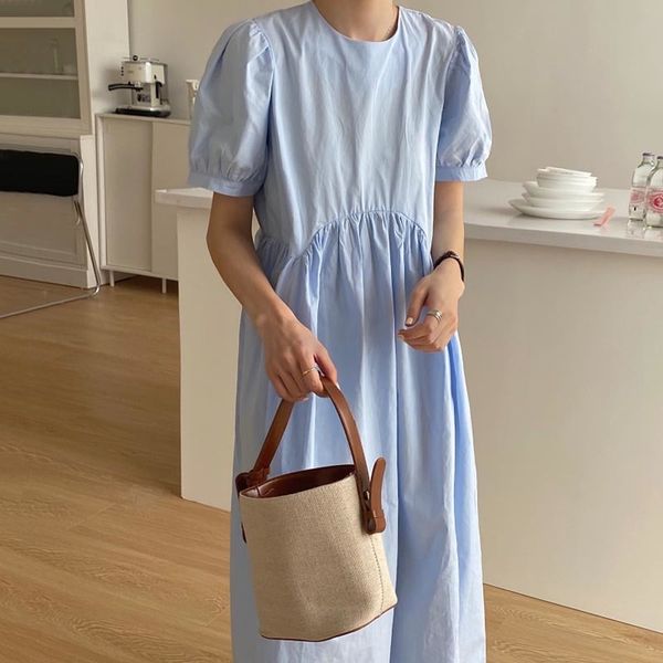 women blue high waist minimalism long dress round neck short sleeve loose fit fashion spring summer 2f0439 210510, Black;gray
women blue high waist minimalism long dress round neck short sleeve loose fit fashion spring summer 2f0439 210510, Black;gray