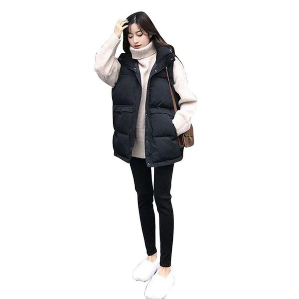 women's vests 2021 winter cotton sleeveless vest women stand collar warm padded jacket loose korean thicken outwear feminina cx1988, Black;white
women's vests 2021 winter cotton sleeveless vest women stand collar warm padded jacket loose korean thicken outwear feminina cx1988, Black;white