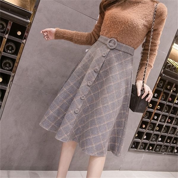 neophil summer woolen plaid skirts women knee length ball gown button sashes high waist flare skirts england falda s9223 210319, Black
neophil summer woolen plaid skirts women knee length ball gown button sashes high waist flare skirts england falda s9223 210319, Black