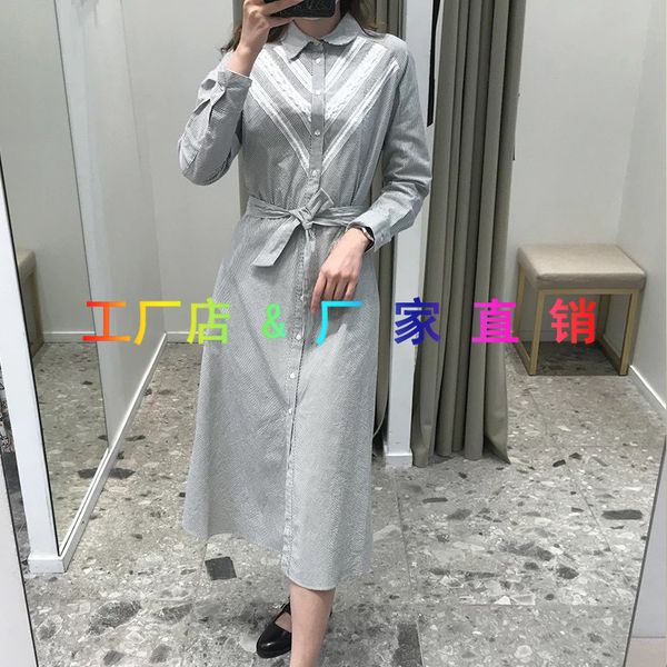 dsigners french family spring and summer new fashion temperament long sleeve lace belt shirt dress mid long skirt, White;black
dsigners french family spring and summer new fashion temperament long sleeve lace belt shirt dress mid long skirt, White;black