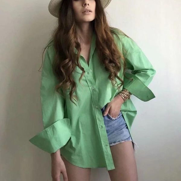 women's blouses & shirts 2021 spring women shirt single-breasted loose-fitting with lapel collar oversized, White
women's blouses & shirts 2021 spring women shirt single-breasted loose-fitting with lapel collar oversized, White