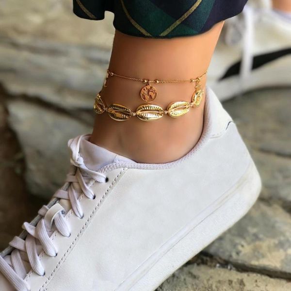 link, chain female anklets set moon hollow map stars gold shell braided anklet bohemia women seaside party wear jewelry, Black
link, chain female anklets set moon hollow map stars gold shell braided anklet bohemia women seaside party wear jewelry, Black