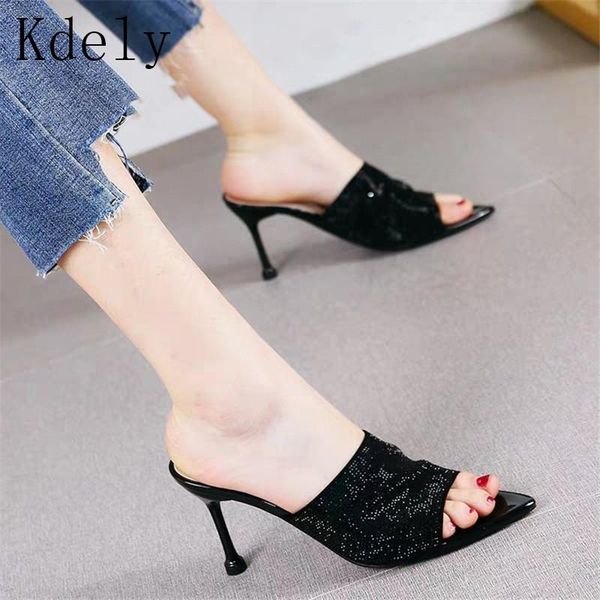 summer shoes woman crystal slip on fashion sandals mules glitter peep toe slides high heel slippers, Black
summer shoes woman crystal slip on fashion sandals mules glitter peep toe slides high heel slippers, Black