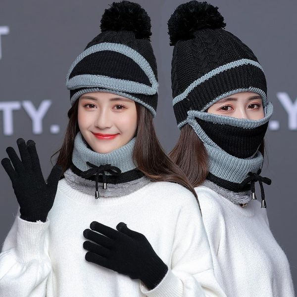 beanie/skull caps 3-piece set of anti-fog hat women's winter beanie velvet thick bib mask skull cap dust women warm knitted wool, Blue;gray
beanie/skull caps 3-piece set of anti-fog hat women's winter beanie velvet thick bib mask skull cap dust women warm knitted wool, Blue;gray
