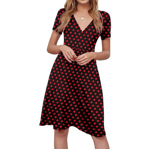 casual dresses bohemian beach dress for women deep v-neck summer short sleeve fashion polka dot print elegant ladies, Black;gray
casual dresses bohemian beach dress for women deep v-neck summer short sleeve fashion polka dot print elegant ladies, Black;gray