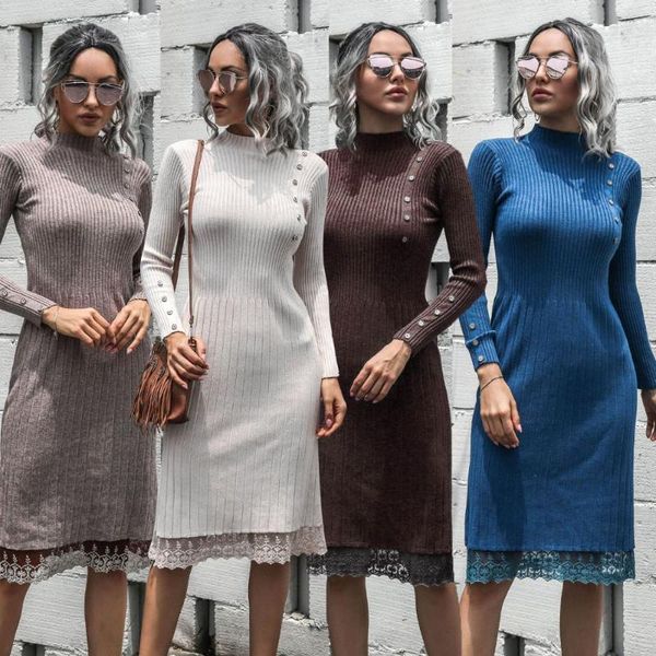 women's sweaters winter 2021 casual sweater dress fashion half high neck knitted skirt splicing lace long, White;black
women's sweaters winter 2021 casual sweater dress fashion half high neck knitted skirt splicing lace long, White;black