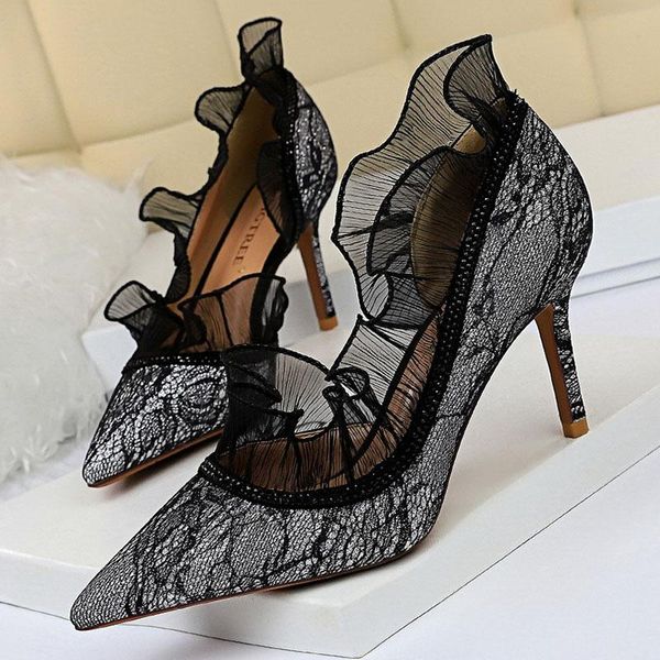 dress shoes 2021 women pumps lace high heels classic pointed ladies wedding female, Black
dress shoes 2021 women pumps lace high heels classic pointed ladies wedding female, Black