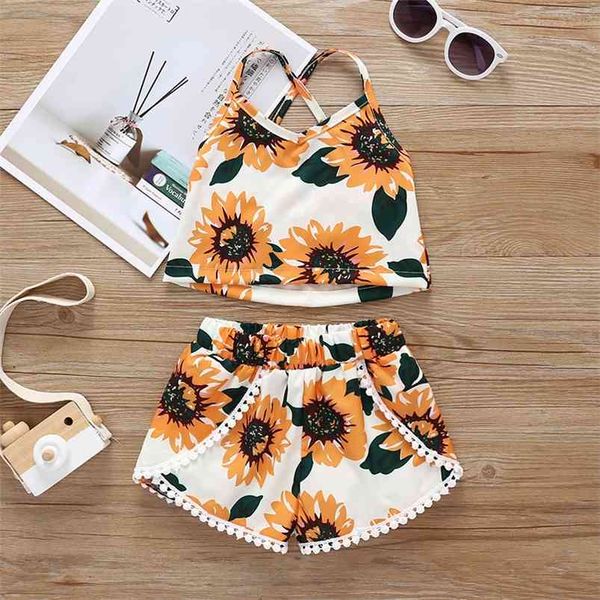 summer children sets strap o neck print sunflower shorts cute girl clothes 6m-4t 210629, White
summer children sets strap o neck print sunflower shorts cute girl clothes 6m-4t 210629, White