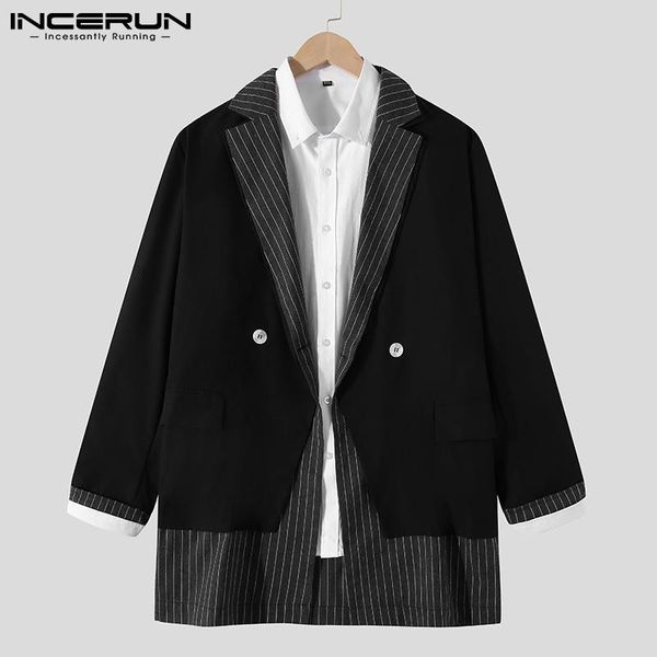 men's suits & blazers incerun 2021 men blazer striped patchwork lapel long sleeve streetwear button thin coats loose fashion mens casua, White;black
men's suits & blazers incerun 2021 men blazer striped patchwork lapel long sleeve streetwear button thin coats loose fashion mens casua, White;black