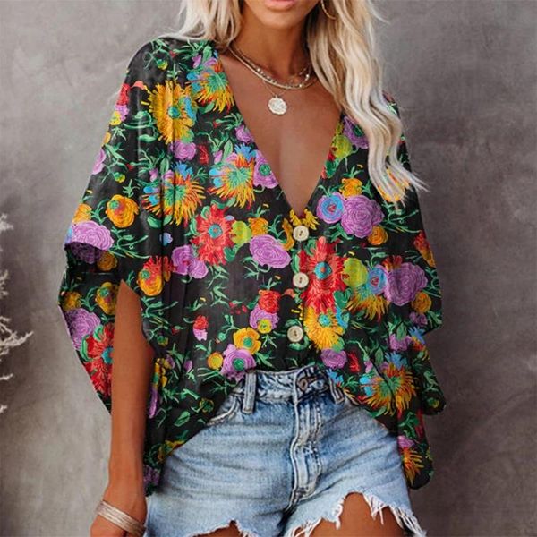 women's blouses & shirts women floral print non-positioning blouse ladies deep v-neck short sleeve loose blusa feminina #g1, White
women's blouses & shirts women floral print non-positioning blouse ladies deep v-neck short sleeve loose blusa feminina #g1, White