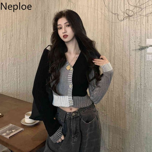 neploe knit sweater short coat women spring korean contrast color v-neck cropped elegant fashion slim long sleeve cardigan 210422, White
neploe knit sweater short coat women spring korean contrast color v-neck cropped elegant fashion slim long sleeve cardigan 210422, White