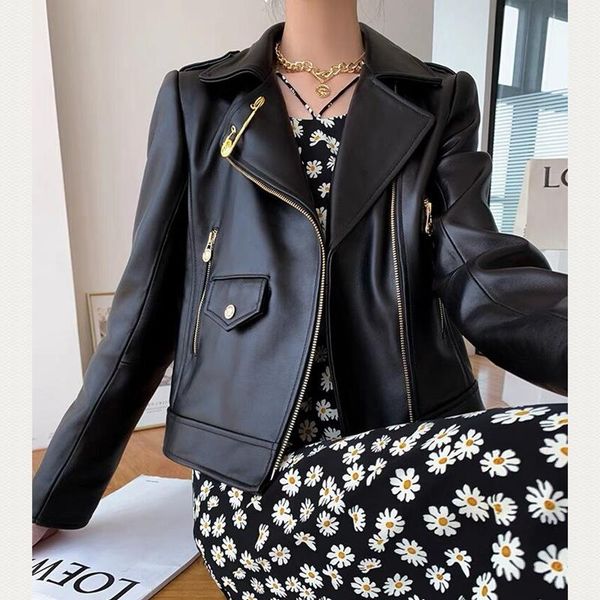 women's leather & faux women coat sheepskin jacket 2022 fashion natural h1110, Black
women's leather & faux women coat sheepskin jacket 2022 fashion natural h1110, Black