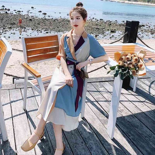summer casual short sleeve patchwork women shirt dress chic office notched collar ladies maxi dresses button up female robe 210521, Black;gray
summer casual short sleeve patchwork women shirt dress chic office notched collar ladies maxi dresses button up female robe 210521, Black;gray