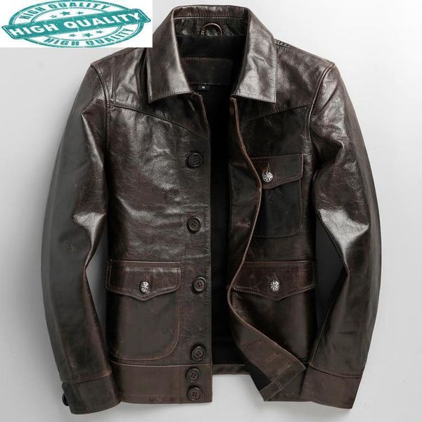 men's leather & faux jacket genuine men vintage 100% cowhide coat spring autumn mens jackets and coats chaqueta cuero hombre, Black
men's leather & faux jacket genuine men vintage 100% cowhide coat spring autumn mens jackets and coats chaqueta cuero hombre, Black