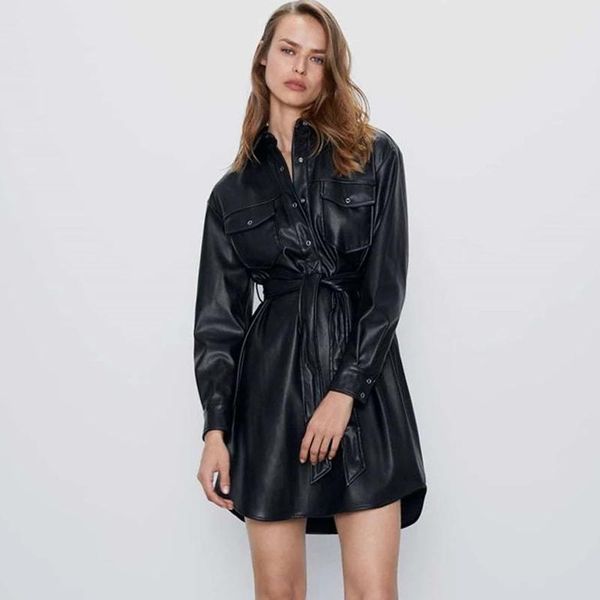 casual dresses faux leather shirts dress women long sleeve ladies buttons black pu punk with belt vestidos 2021 winter clothes, Black;gray
casual dresses faux leather shirts dress women long sleeve ladies buttons black pu punk with belt vestidos 2021 winter clothes, Black;gray