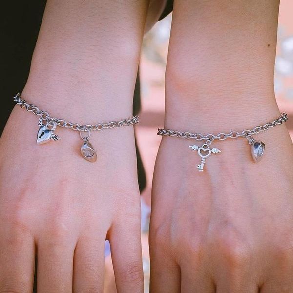 link, chain 2pcs couple magnet attract each other creative lock key angel bracelet men and women girl jewelry lover gift, Black
link, chain 2pcs couple magnet attract each other creative lock key angel bracelet men and women girl jewelry lover gift, Black