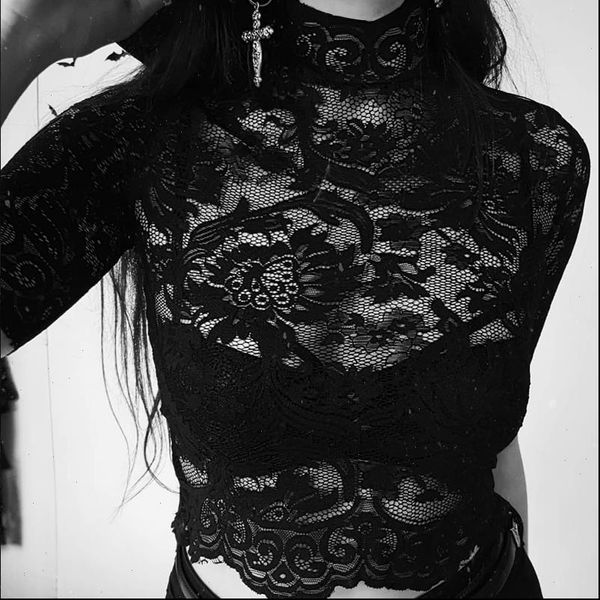 womens t shirts black lace see through women gothic dark mesh hollow out transparent emnroidery tshirt skinny crop lady, White
womens t shirts black lace see through women gothic dark mesh hollow out transparent emnroidery tshirt skinny crop lady, White