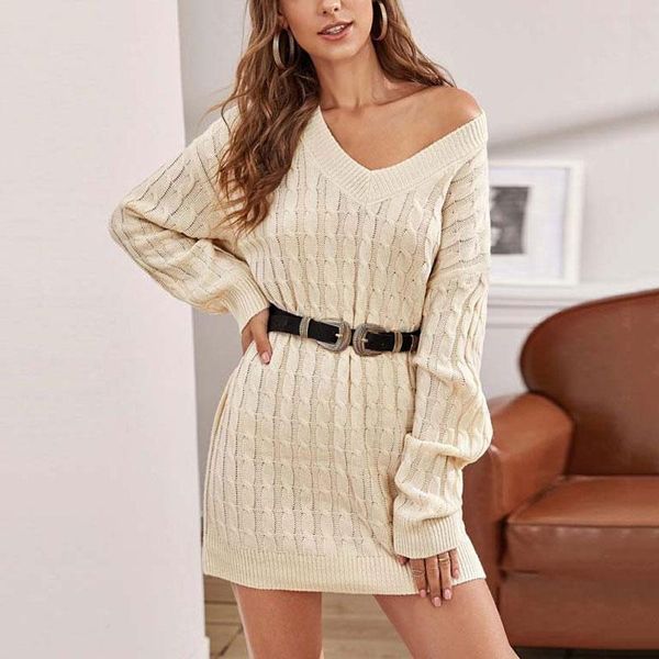casual dresses autumn knitted dress women v neck winter ladies loose sweater for long sleeve warm 2021, Black;gray
casual dresses autumn knitted dress women v neck winter ladies loose sweater for long sleeve warm 2021, Black;gray