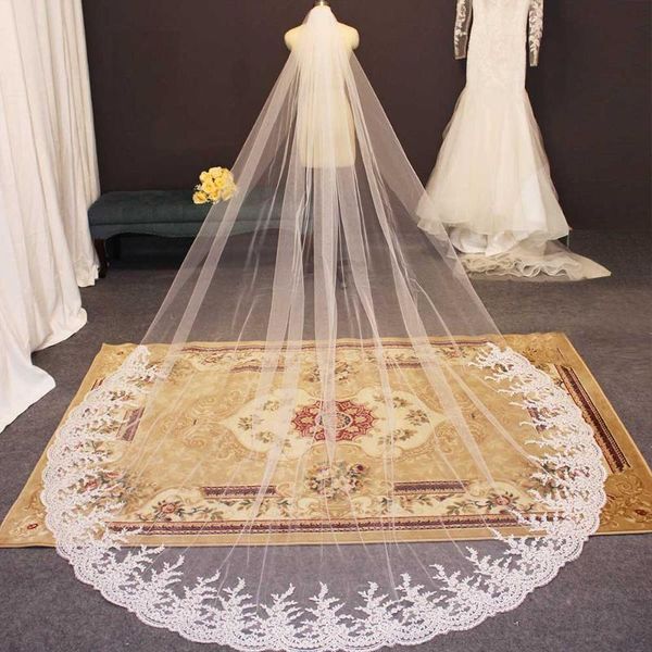 bridal veils lace long wedding veil cathedral with comb white ivory one layer bride accessories voile mariage, Black
bridal veils lace long wedding veil cathedral with comb white ivory one layer bride accessories voile mariage, Black