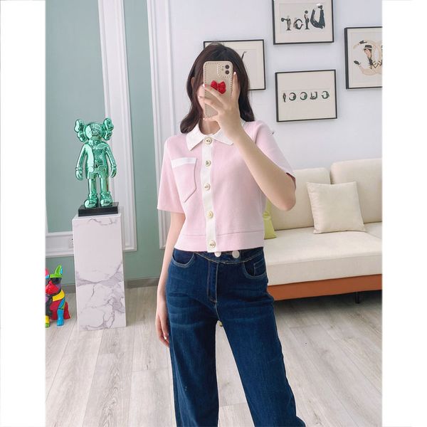 in spring and summer 2021 @j ~light pink contrast polo collar short knit cardigan loose small coat, White
in spring and summer 2021 @j ~light pink contrast polo collar short knit cardigan loose small coat, White