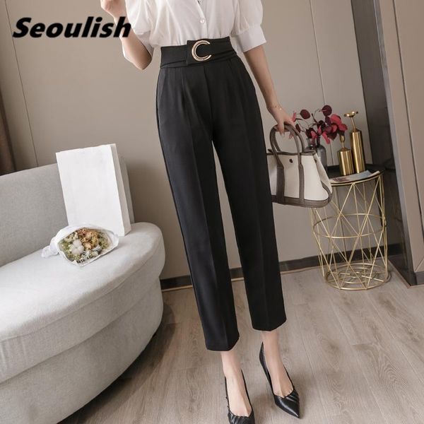 women's pants & capris seoulish spring summer button formal harem high waist female workwear elegant ankle length trouses 2021, Black;white
women's pants & capris seoulish spring summer button formal harem high waist female workwear elegant ankle length trouses 2021, Black;white