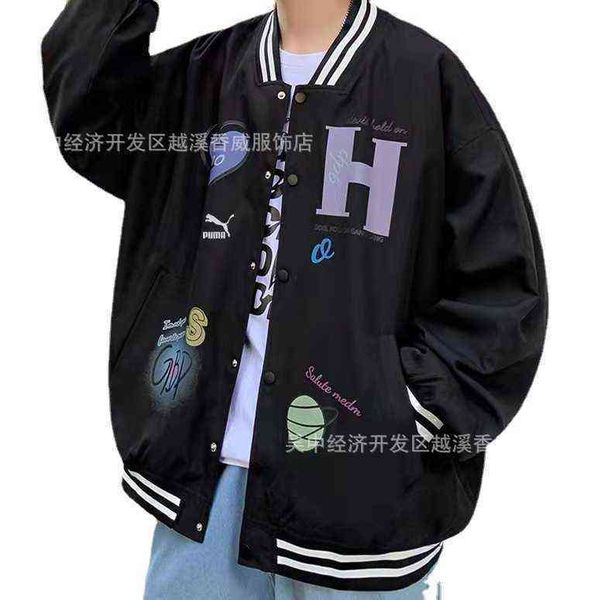 2021ss national fashion biao size early autumn men's and women's lovers' friend baseball et campus style, Black
2021ss national fashion biao size early autumn men's and women's lovers' friend baseball et campus style, Black