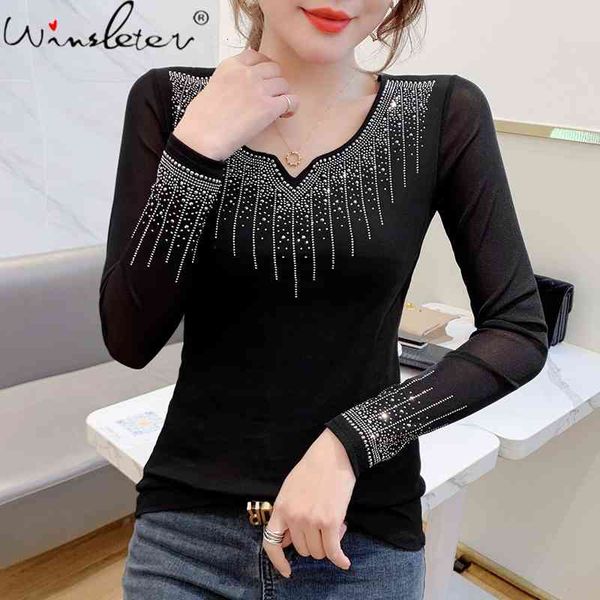 women's t-shirt spring fall european clothes girls fashion v-neck shiny diamonds women all match back tees t11507a ymtu, White
women's t-shirt spring fall european clothes girls fashion v-neck shiny diamonds women all match back tees t11507a ymtu, White