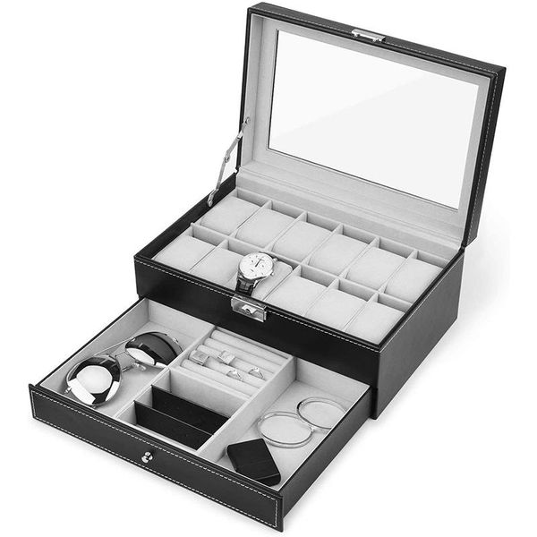 slots watch box mens organizer pu leather case with jewelry drawer for storage and display boxes & cases, Black;blue
slots watch box mens organizer pu leather case with jewelry drawer for storage and display boxes & cases, Black;blue