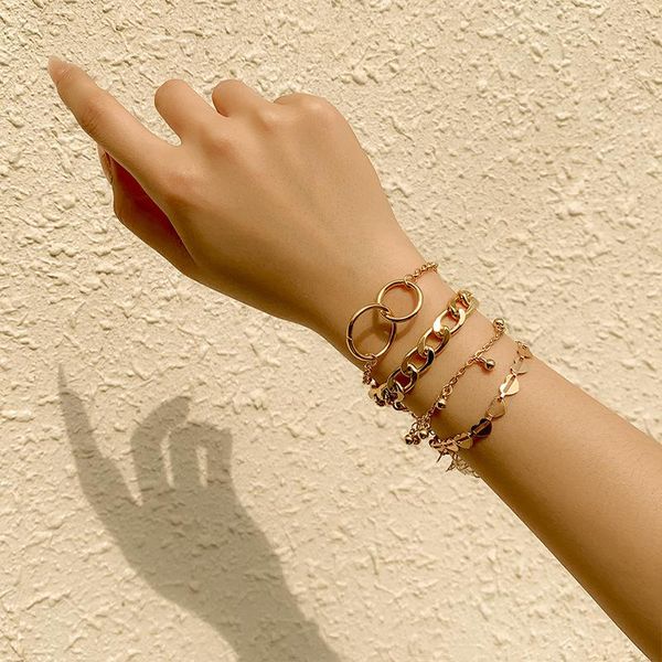link, chain personality geometric alloy bracelet four-piece set trend punk hip-hop style fashion wild lady stainless steel jewelry friends g, Black
link, chain personality geometric alloy bracelet four-piece set trend punk hip-hop style fashion wild lady stainless steel jewelry friends g, Black