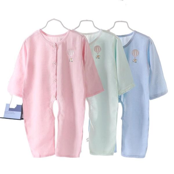 children's summer clothes one-piece ha yi boys and girls baby cotton silk climbing home 0-2 t jumpsuits, Blue
children's summer clothes one-piece ha yi boys and girls baby cotton silk climbing home 0-2 t jumpsuits, Blue