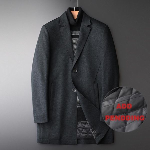 men's wool & blends winter coat men luxury mid long add padding thick mens coats and jackets fashion business casual trench, Black
men's wool & blends winter coat men luxury mid long add padding thick mens coats and jackets fashion business casual trench, Black