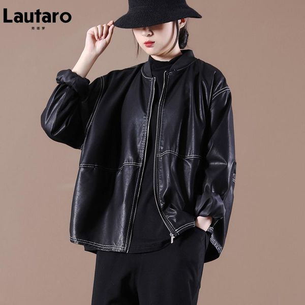 women's leather & faux lautaro autumn black oversized light soft jackets for women drop shoulder long sleeve zipper casual korean fashi
women's leather & faux lautaro autumn black oversized light soft jackets for women drop shoulder long sleeve zipper casual korean fashi