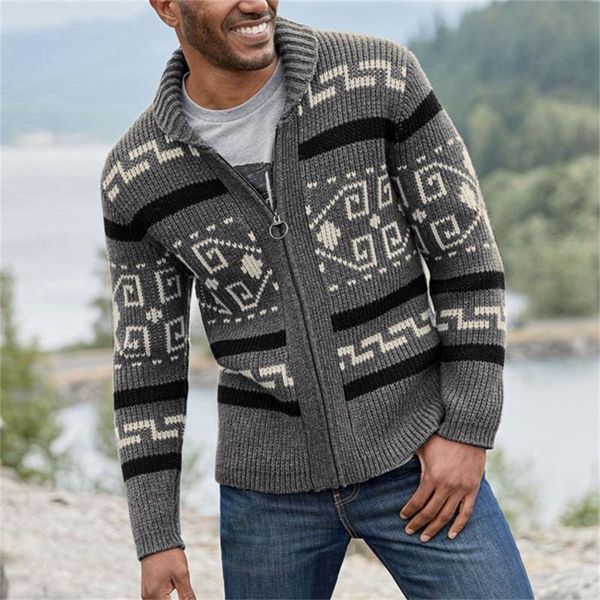 men's sweaters 2021 fashion lapel sweater jacquard zipper cardigan outer wear knit coat autumn and winter warm coats sueter, White;black
men's sweaters 2021 fashion lapel sweater jacquard zipper cardigan outer wear knit coat autumn and winter warm coats sueter, White;black
