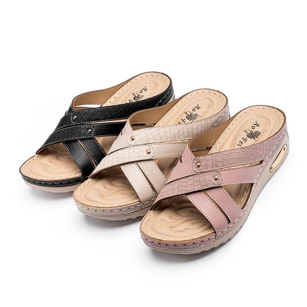 summer women vintage anti-slip wedge orthopedic open toe sandals leather casual female platform retro shoes slipper slippers, Black
summer women vintage anti-slip wedge orthopedic open toe sandals leather casual female platform retro shoes slipper slippers, Black