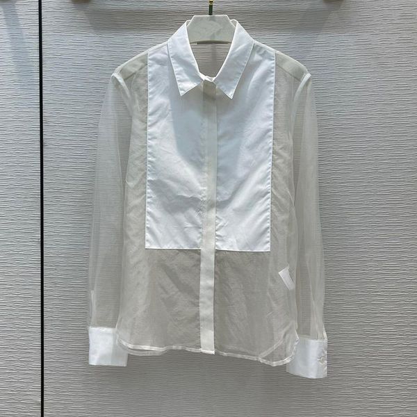 women's blouses & shirts runway silk organza patchwork cotton see-through blouse women embroidery long sleeve single breasted s, White
women's blouses & shirts runway silk organza patchwork cotton see-through blouse women embroidery long sleeve single breasted s, White