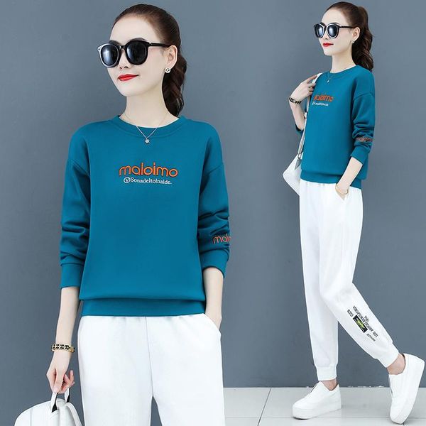 women's two piece pants women sportwear sets 2021autumn ladies casual o-neck embroidered pullover sweatshir+white sweatpants se
women's two piece pants women sportwear sets 2021autumn ladies casual o-neck embroidered pullover sweatshir+white sweatpants se