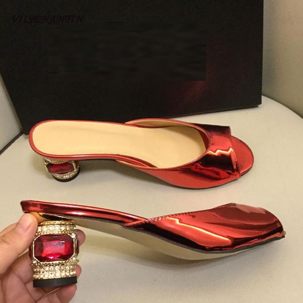 slippers viisenantin 2021 patent leather summer slipper shoe fish mouth crystal gemstone luxury slides for women green red silver, Black
slippers viisenantin 2021 patent leather summer slipper shoe fish mouth crystal gemstone luxury slides for women green red silver, Black