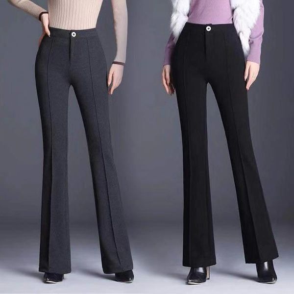 women's pants & capris 2021 women winter trousers high waisted woolen fashion office lady elegant casual female flared pantalon mujer x, Black;white
women's pants & capris 2021 women winter trousers high waisted woolen fashion office lady elegant casual female flared pantalon mujer x, Black;white